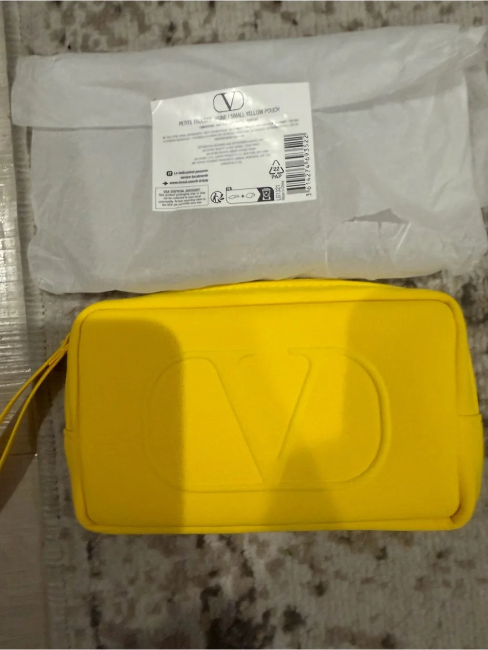 Valentino Yellow VLogo Wristlet Pouch with Strap